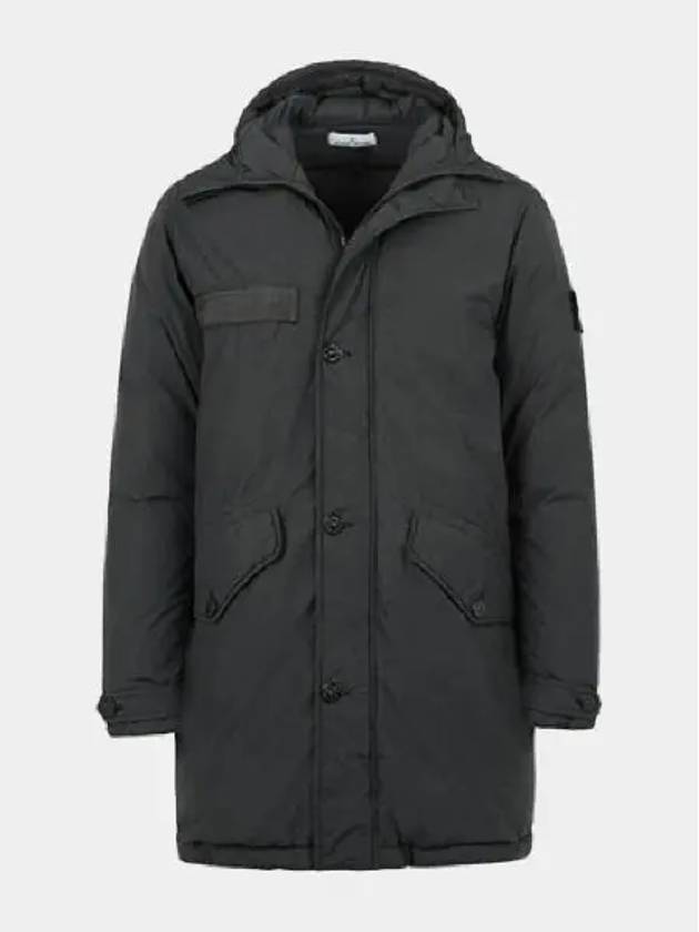 Wappen Long Hooded Jacket Charcoal - STONE ISLAND - BALAAN 2