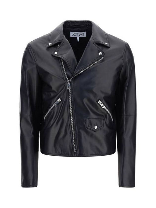 Nappa Leather Pocket Biker Jacket Black - LOEWE - BALAAN.