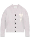 De Coeur V-Neck Cardigan Pearl Grey - AMI - BALAAN 7