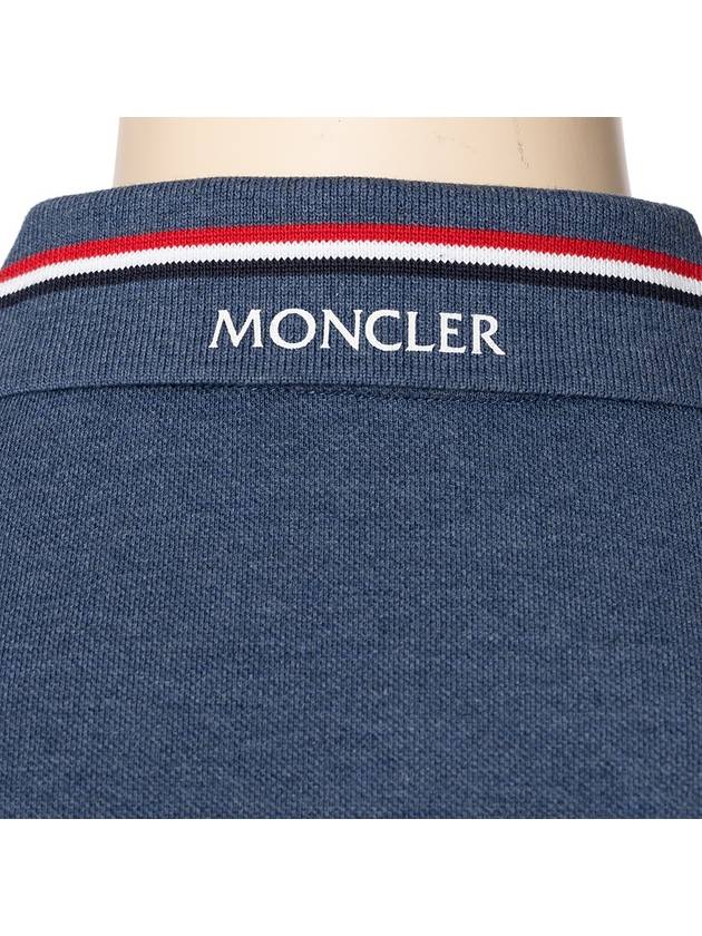 Men's Waffen Logo Patch Polo Shirt Indigo Blue Short Sleeve Shirt 8A0002189A16 794SS - MONCLER - BALAAN 7