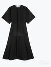 Cotton Short Sleeve Midi Dress Black - AMI - BALAAN 2