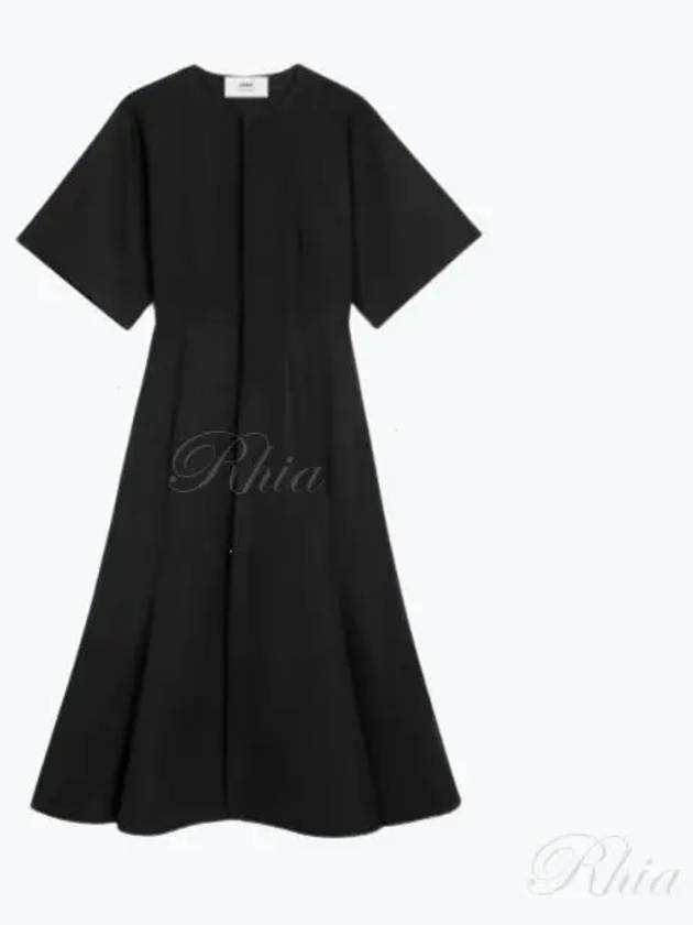 Cotton Short Sleeve Midi Dress Black - AMI - BALAAN 2