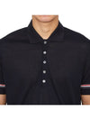 Lightweight Cotton Short Sleeve Polo Shirt Navy - THOM BROWNE - BALAAN 6