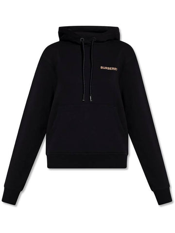 Women's Back Embroidered Deer Hoodie Black - BURBERRY - BALAAN 1