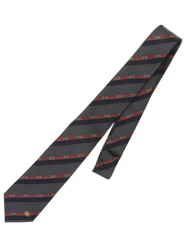 Horsebit Jacquard Silk Tie Dark Green Red - GUCCI - BALAAN 3