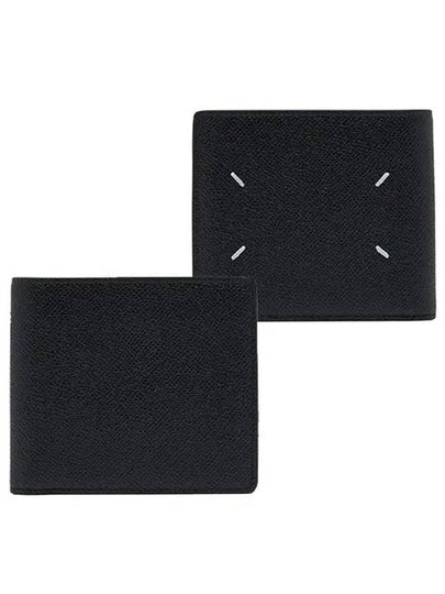 Stitched Bifold Leather Half Wallet Black - MAISON MARGIELA - BALAAN 2