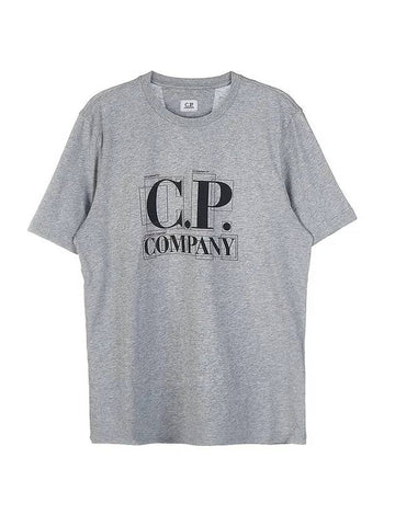 Graphic Logo Print Short Sleeve T-Shirt Grey - CP COMPANY - BALAAN 1