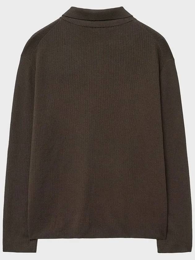 Layered V neck polo knit deep brown - NOIRER - BALAAN 10