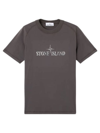 Logo Cotton Short Sleeve T-Shirt Charcoal Grey - STONE ISLAND - BALAAN 1