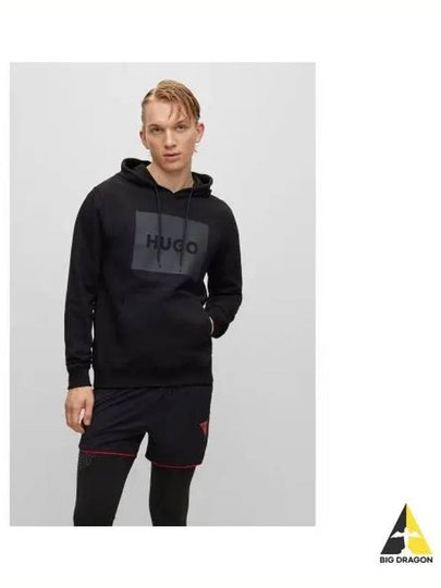 Logo print cotton hoodie black - HUGO BOSS - BALAAN 2