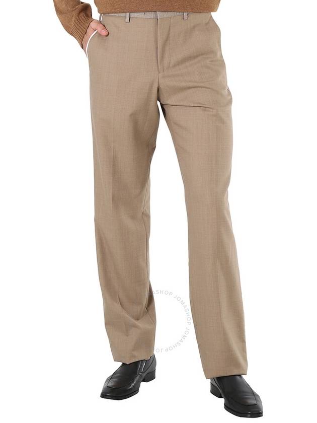 Men's Wool Cashmere Linen Fit Straight Pants Beige - BURBERRY - BALAAN 2