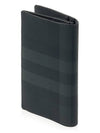 Logo Checked Leather Long Wallet Charcoal - BURBERRY - BALAAN 4