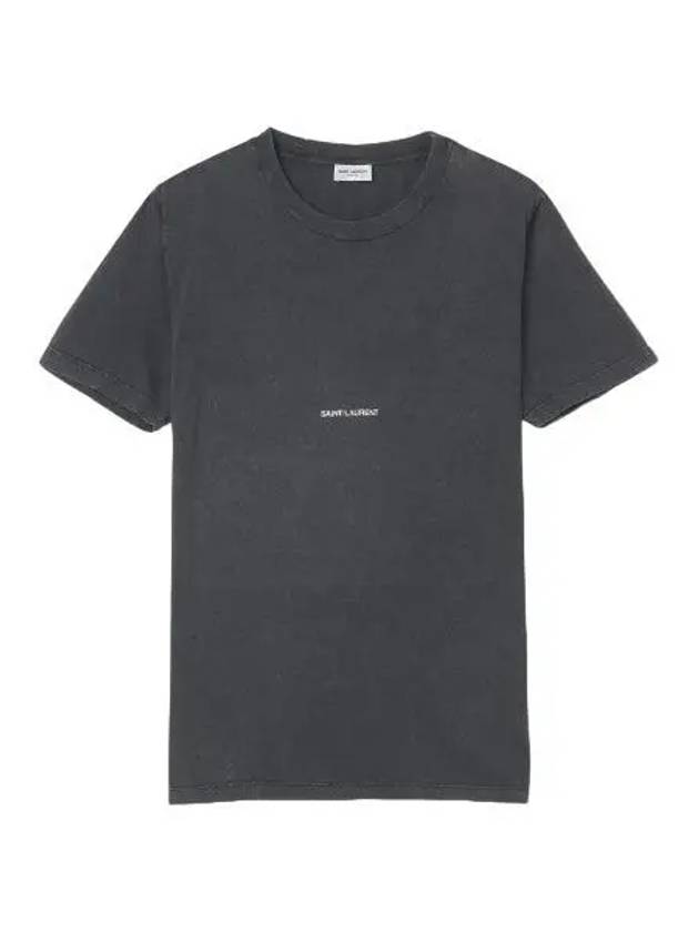 Rive Gauche Destroyed Short Sleeve T Shirt Washed Black Tee - SAINT LAURENT - BALAAN 1