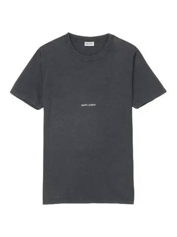 Rive Gauche Destroyed Short Sleeve T Shirt Washed Black Tee - SAINT LAURENT - BALAAN 1