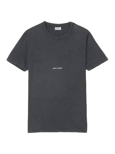 Rive Gauche Destroyed Short Sleeve T Shirt Washed Black - SAINT LAURENT - BALAAN 1