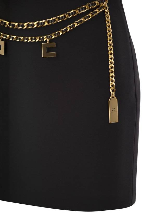 Stretch crepe miniskirt with belt - ELISABETTA FRANCHI - BALAAN 4