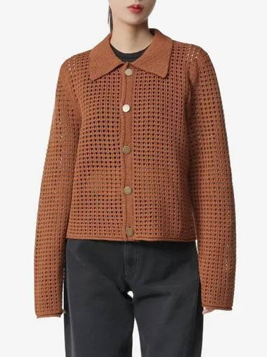 Women's Spread Collar Cardigan Brown - ACNE STUDIOS - BALAAN 1