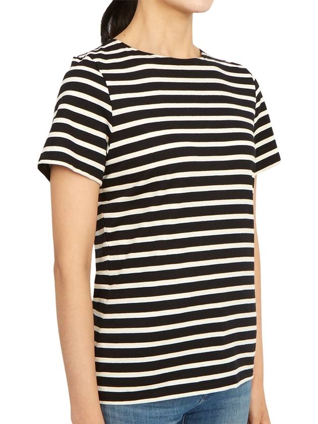 Etrille Striped Short Sleeve T-Shirt White Black - SAINT JAMES - BALAAN 4