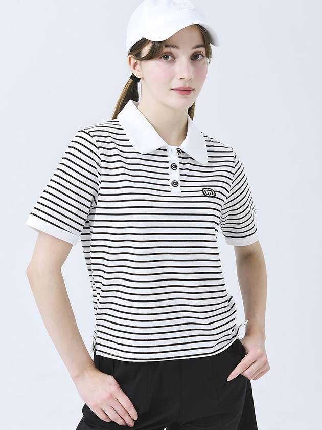 Doyou Know MC Women s Petite Stripe Loose Fit Short Sleeve White T shirt DO3242TS81 1 - DOYOUKNOWMC GOLF WEAR - BALAAN 4