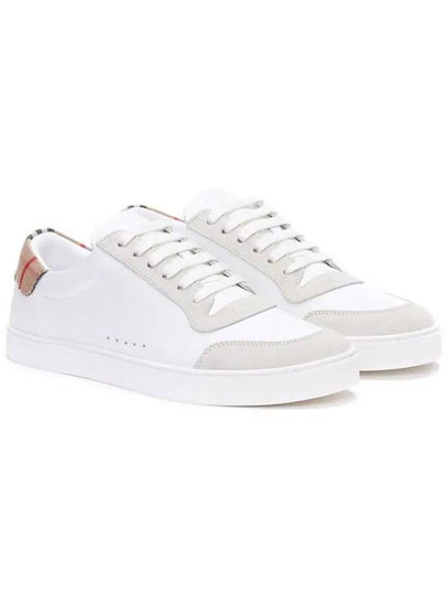 Leather Suede Check Cotton Low Top Sneakers White - BURBERRY - BALAAN 2