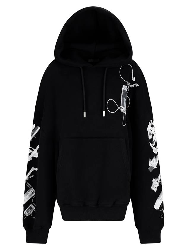 Logo Printed Drawstring Hoodie Black - OFF WHITE - BALAAN 2