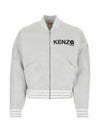 Logo Print Cotton Bomber Jacket Grey - KENZO - BALAAN 2