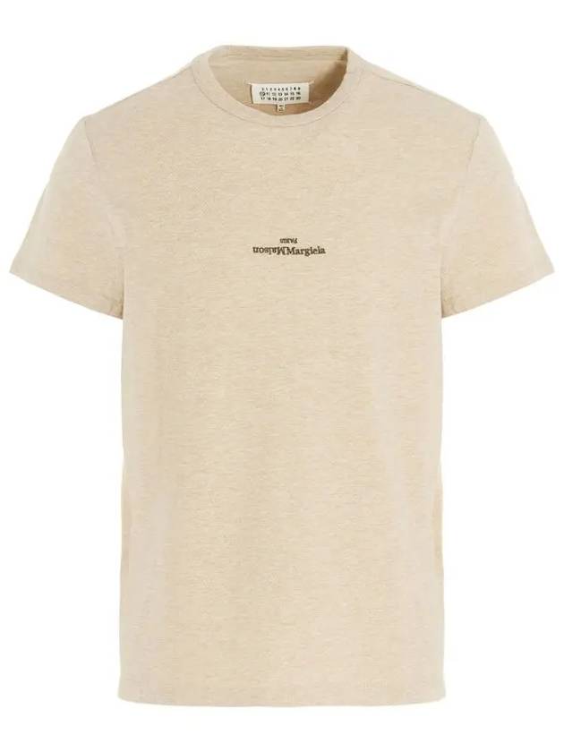 Reverse Logo Short Sleeve T-Shirt Beige - MAISON MARGIELA - BALAAN 2