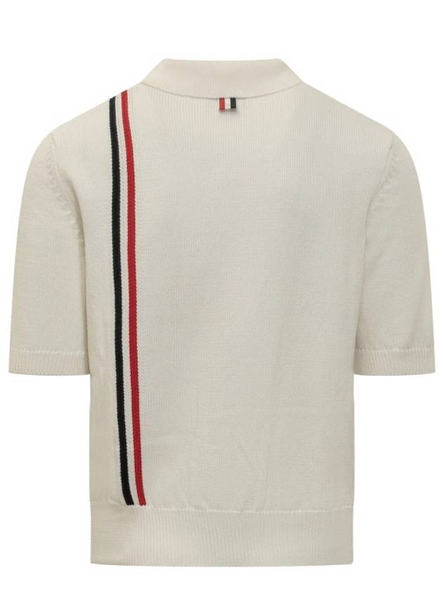 RWB Stripe Polo Shirt White - THOM BROWNE - BALAAN 3