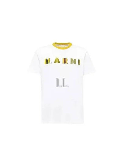 Stripe Logo Print Short Sleeve T-Shirt White - MARNI - BALAAN 2