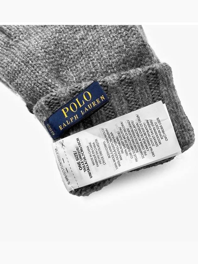 Signature Pony Merino Wool Touchscreen Gloves Grey - POLO RALPH LAUREN - BALAAN 4