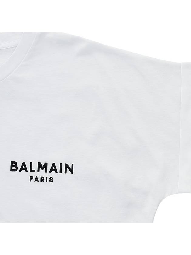 Logo Print Cropped Cotton Short Sleeve T-Shirt White - BALMAIN - BALAAN 5