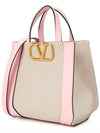 V Logo Signature Leather Tote Bag Pink - VALENTINO - BALAAN 3