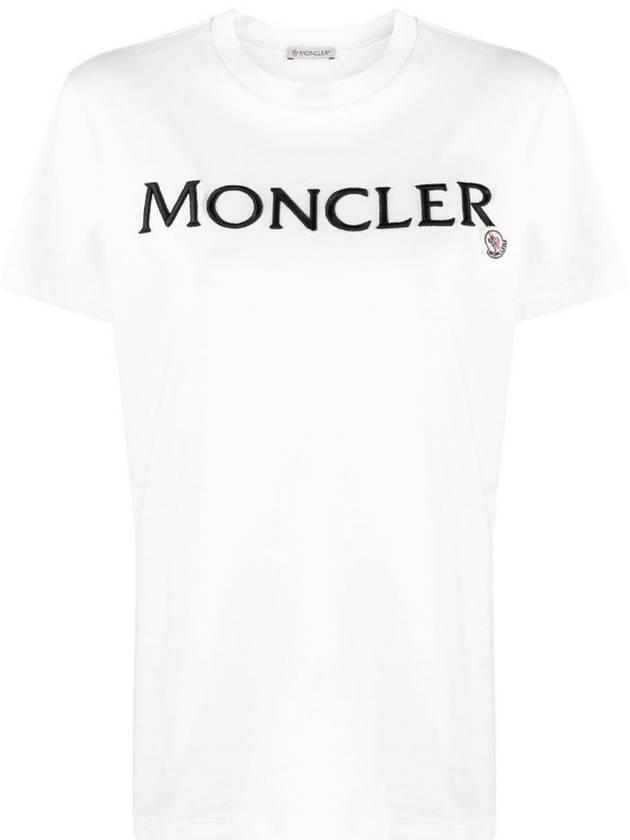 Embroidered Logo Cotton Short Sleeve T-Shirt White - MONCLER - BALAAN 2