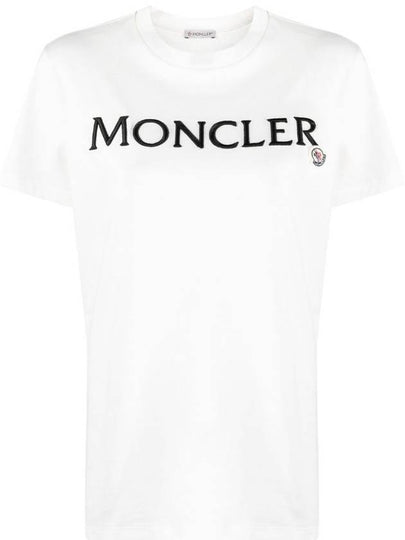 Women's Embroidered Logo Short Sleeve T-Shirt White - MONCLER - BALAAN 2