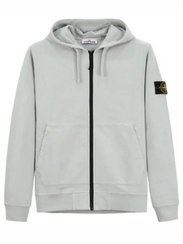 Wappen Patch Cotton Fleece Zip Up Hoodie Light Grey - STONE ISLAND - BALAAN 1