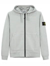 Wappen Patch Cotton Fleece Zip Up Hoodie Light Grey - STONE ISLAND - BALAAN 1