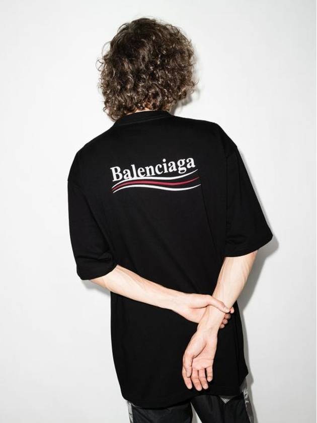 Political Campaign Large Fit Short Sleeve T-Shirt Black - BALENCIAGA - BALAAN 3