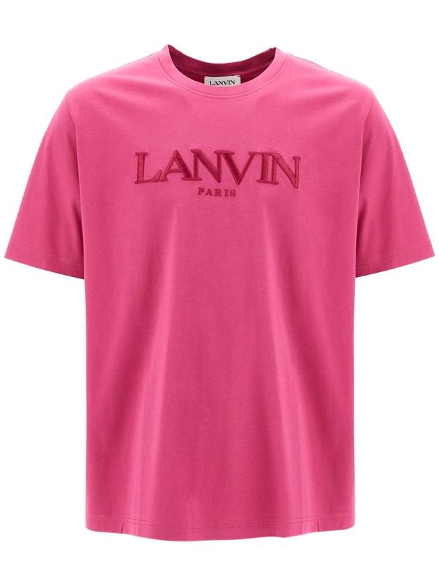 t-shirt with embroidered logo design - LANVIN - BALAAN 1