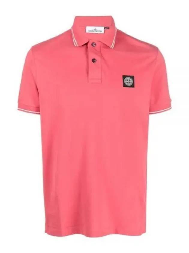 Men's Logo Patch Lining Short Sleeve Polo Shirt Cyclamen - STONE ISLAND - BALAAN 1