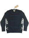 Women's Check Dedale Wool Knit Top Black - BURBERRY - BALAAN.