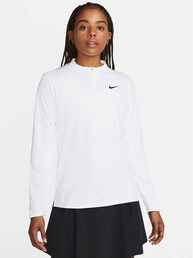 Women's Dri Fit UV Advantage Half Zip Long-Sleeve T-Shirt White - NIKE - BALAAN 2