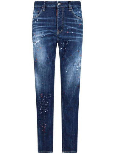 Paint Splashes Slim Fit Jeans Navy - DSQUARED2 - BALAAN 1