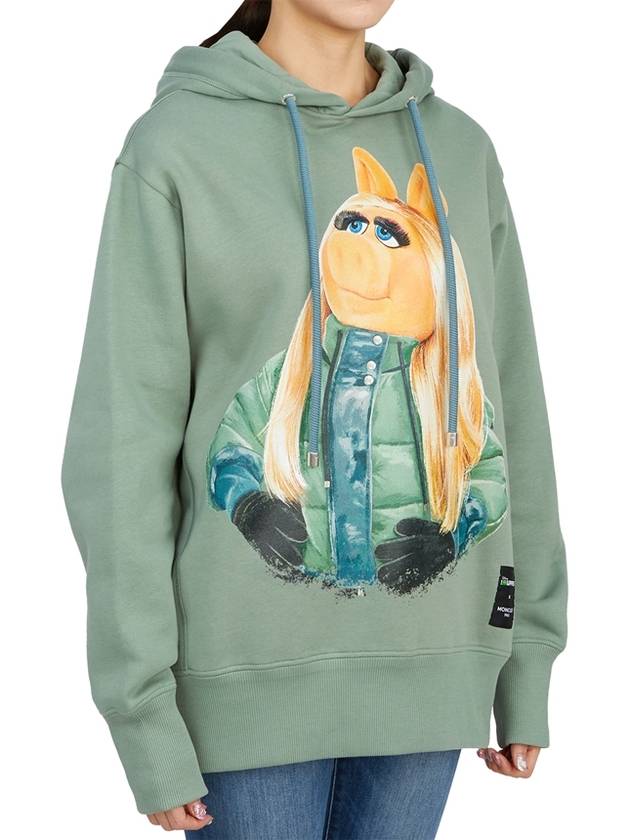 Genius Women's Motif Hooded Top Light Green - MONCLER - BALAAN.