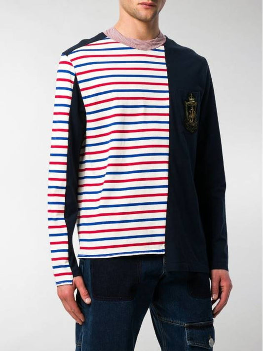 J.W Anderson Striped And Embroidered Jersey TShirt - JW ANDERSON - BALAAN 1