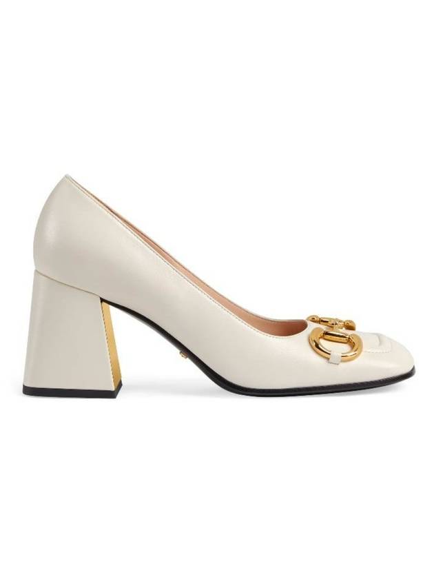 Horsebit Mid Heel Pumps White - GUCCI - BALAAN 1