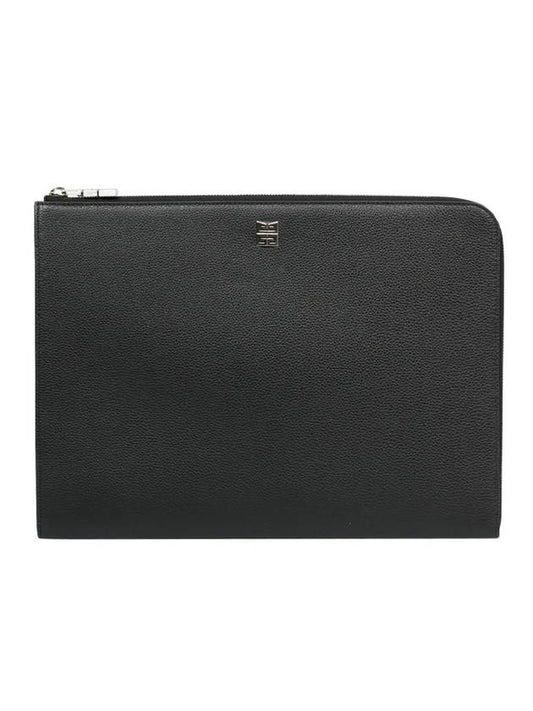 Grained Leather Gusset Clutch Bag Black - GIVENCHY - BALAAN 1