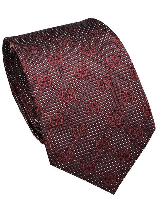 Men's GG Dot Pattern Silk Necktie Brown - GUCCI - BALAAN 2