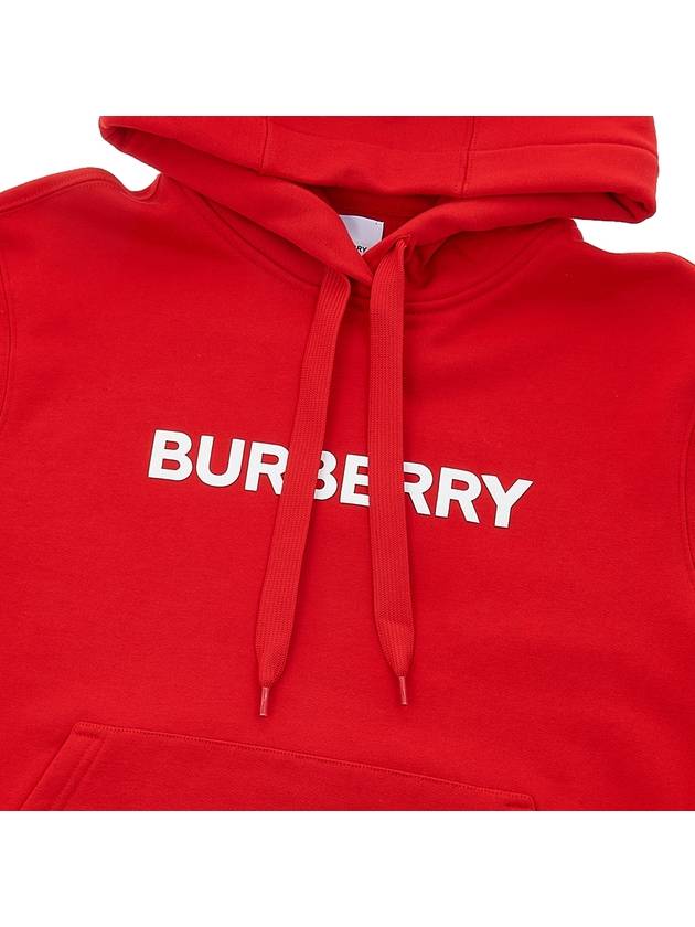 Women's Logo Print Cotton Hooded Top Red - BURBERRY - BALAAN.