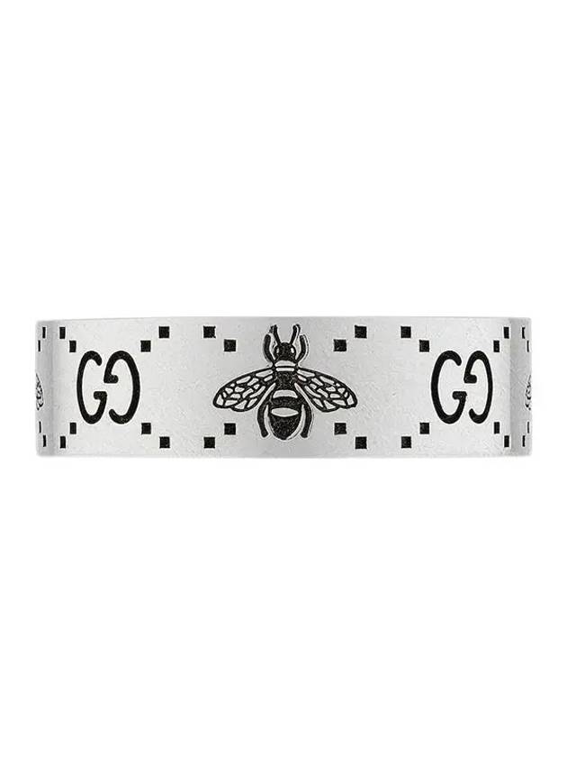 GG Logo Bee Engraving Wide Ring Silver - GUCCI - BALAAN 3