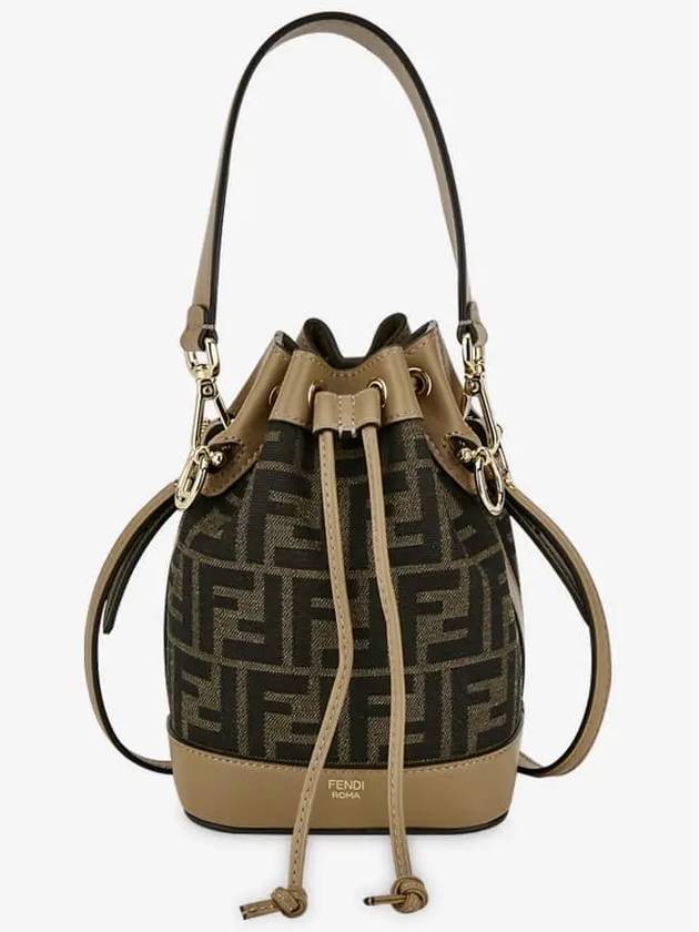 Mon Tresor FF Mini Fabric Bucket Bag Brown - FENDI - BALAAN 3